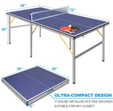 6ft Foldable Table Tennis Set with Net, Paddles & Balls