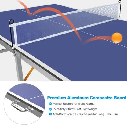 6ft Foldable Table Tennis Set with Net, Paddles & Balls