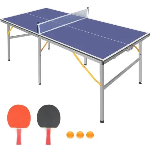 6ft Foldable Table Tennis Set with Net, Paddles & Balls