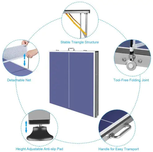 6ft Foldable Table Tennis Set with Net, Paddles & Balls